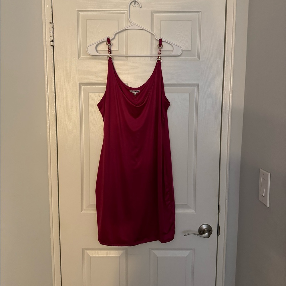 pink and gold mini dress
